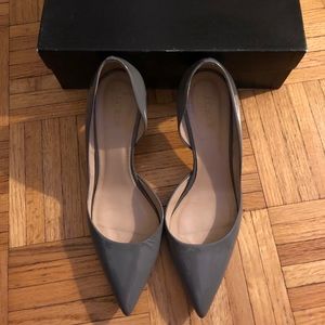 J Crew - Gray, patten leather D’orsay heels.
